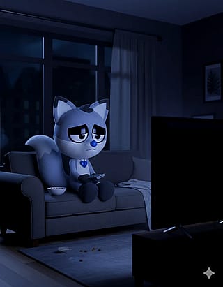 Frowny Fox Watching a Tv'