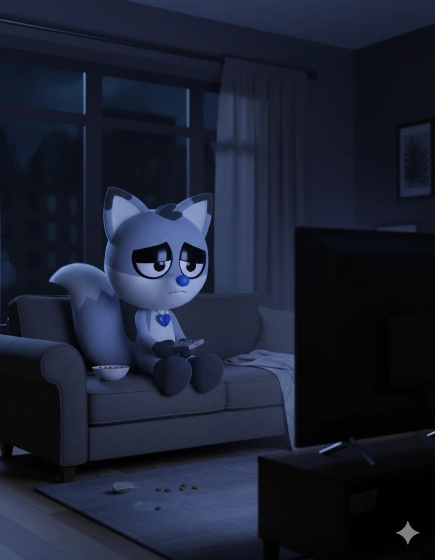 Frowny Fox Watching a Tv picture 1 of 1