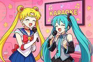 Sailor Moon and Hatsune Miku Karaoke'