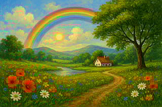 I told Chat GPT to make an illustration of the scene Louis Armstrong described in his song "What a Wonderful World"'