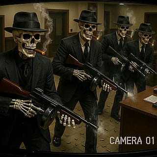 Caught on camera: the afterlife’s most notorious crew still collecting debts.'