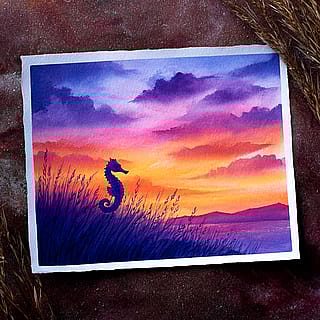 Seahorse at sunset. Seahorses really confuse AI 🦄'