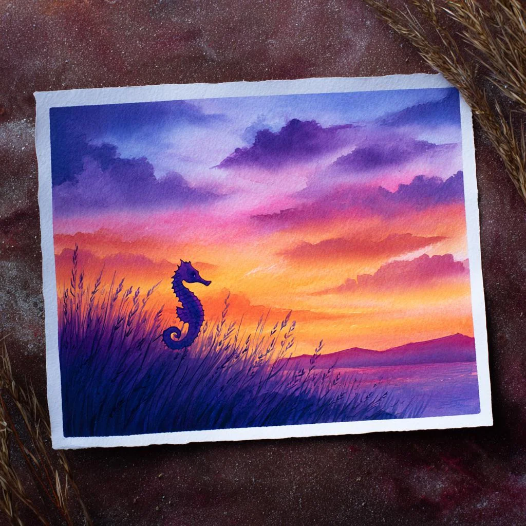Seahorse at sunset. Seahorses really confuse AI 🦄 picture 1 of 1