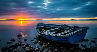 Sunset and my boat'