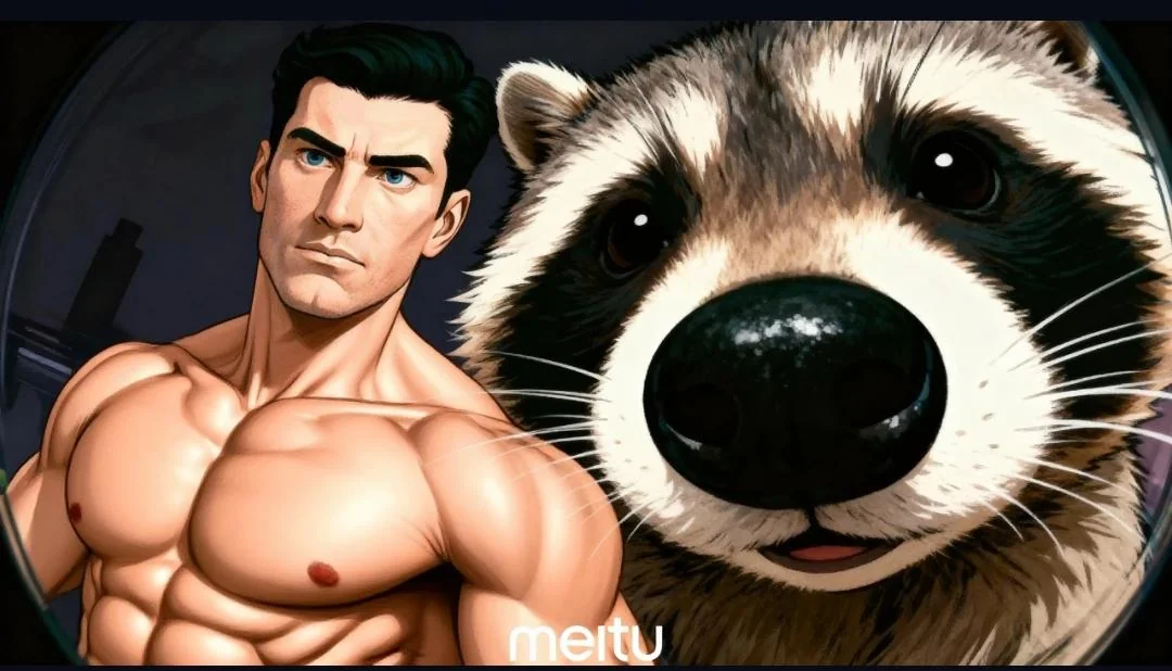 Men and raccoon picture 1 of 1