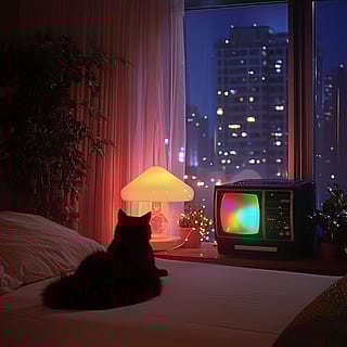 Lofi Cat, Neon City'