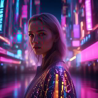 Silhouetted In Neon, She Smiles'