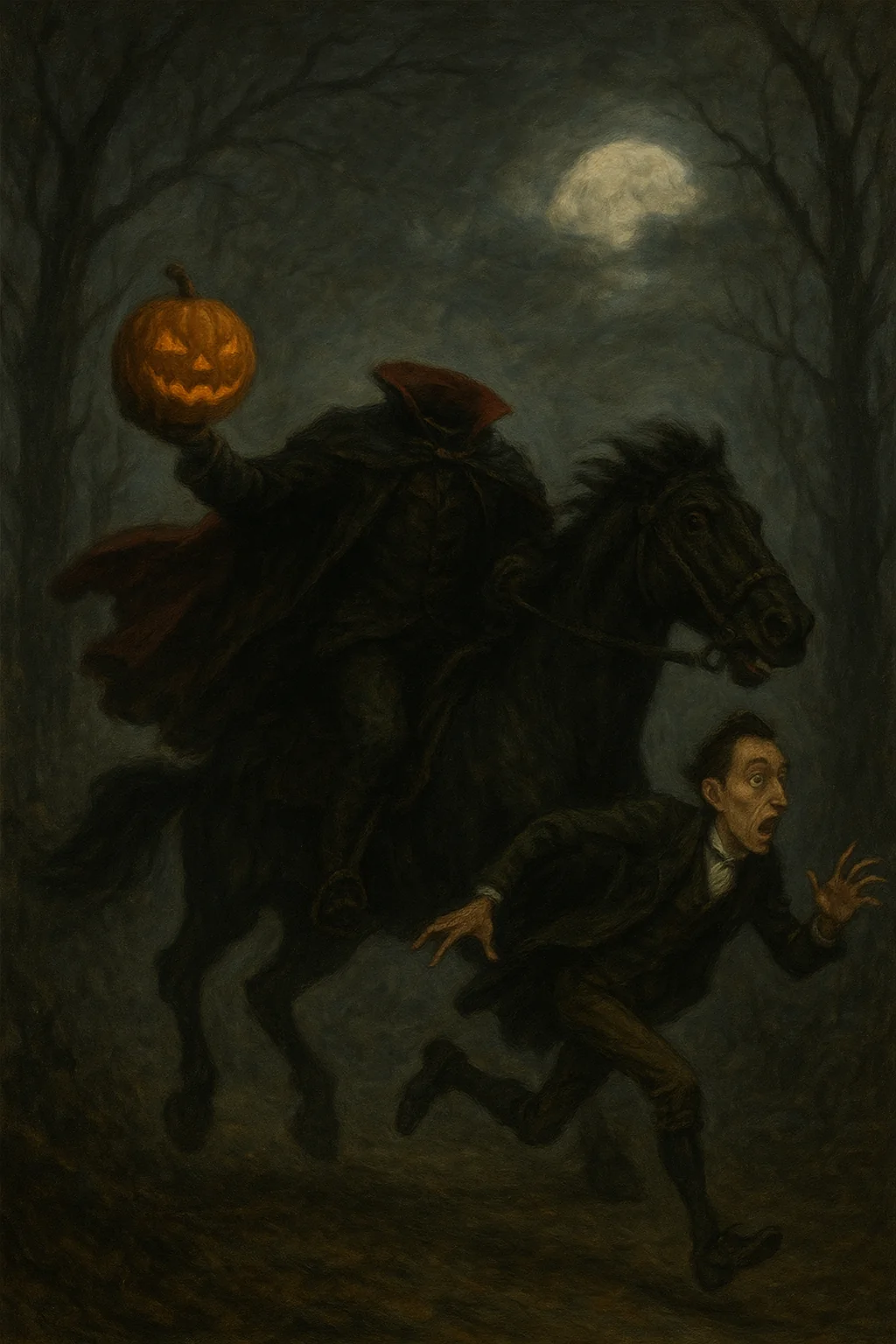Headless Horseman chasing Ichabod Crane picture 1 of 1