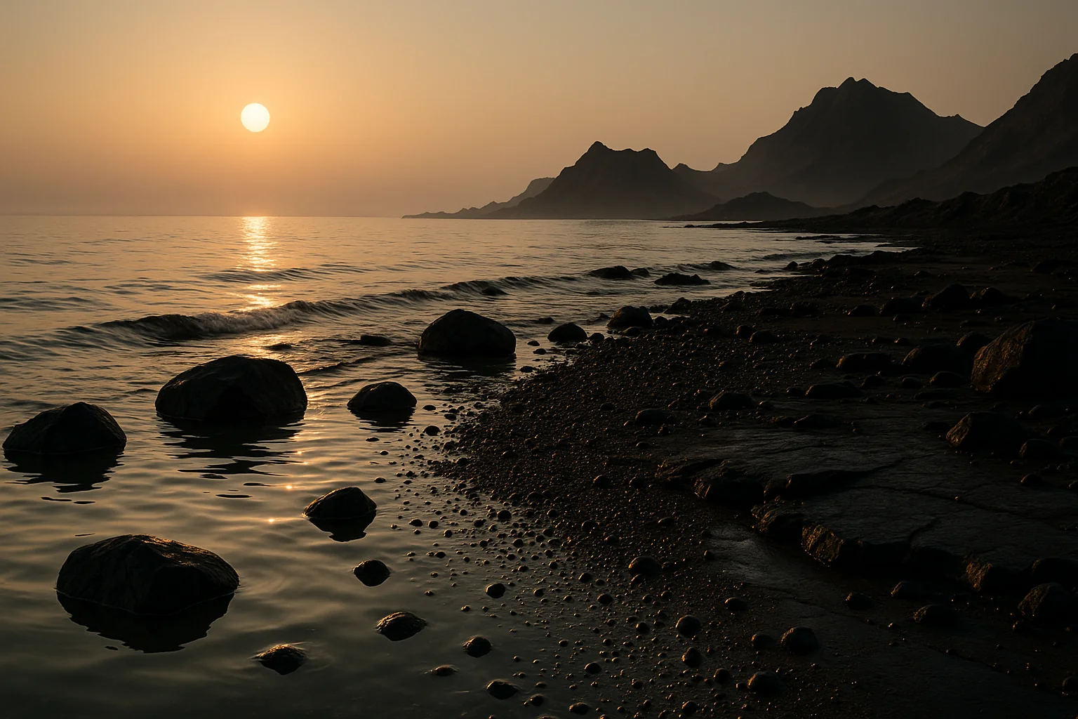 Beach on a world with mercury seas. picture 1 of 1