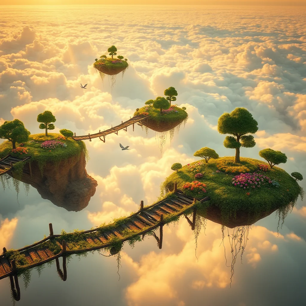 I found a garden above the clouds — weightless, endless, and alive. The air smelled like beginnings, and every leaf moved as if it remembered sunlight for the first time. Maybe peace isn’t found on the ground at all… maybe it grows where we finally let go. picture 1 of 1