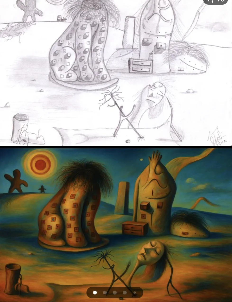 ChatGPT turned my mid-2000's teenage drawings into oil paintings picture 1 of 1