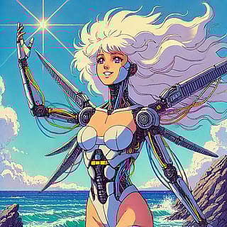 Sea, rocks and a cyborg'