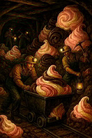 Workers working in the Ice Cream Mines'