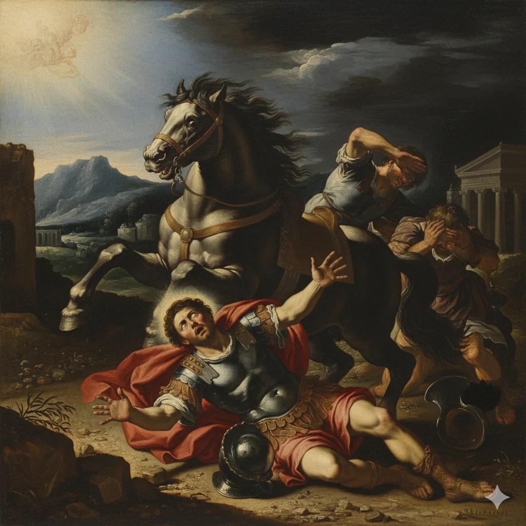 Saint Paul illuminated on the road to Damascus Caravaggio style picture 1 of 1