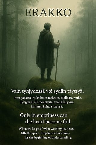 Vain tyhjyydessä voi sydän täyttyä — Only in emptiness can the heart become ful'
