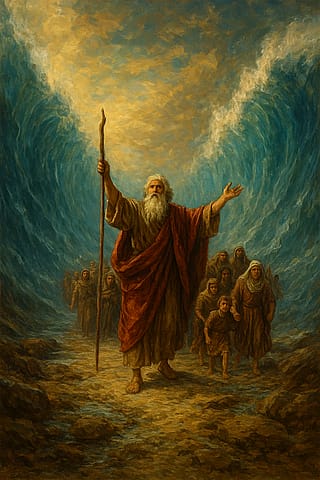 Moses parts Red Sea'