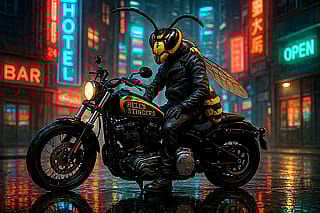 Queen Vespa leader of Hell's Stingers - the yellow jacket hive who show up on my deck for their daily drink of sugar water.'