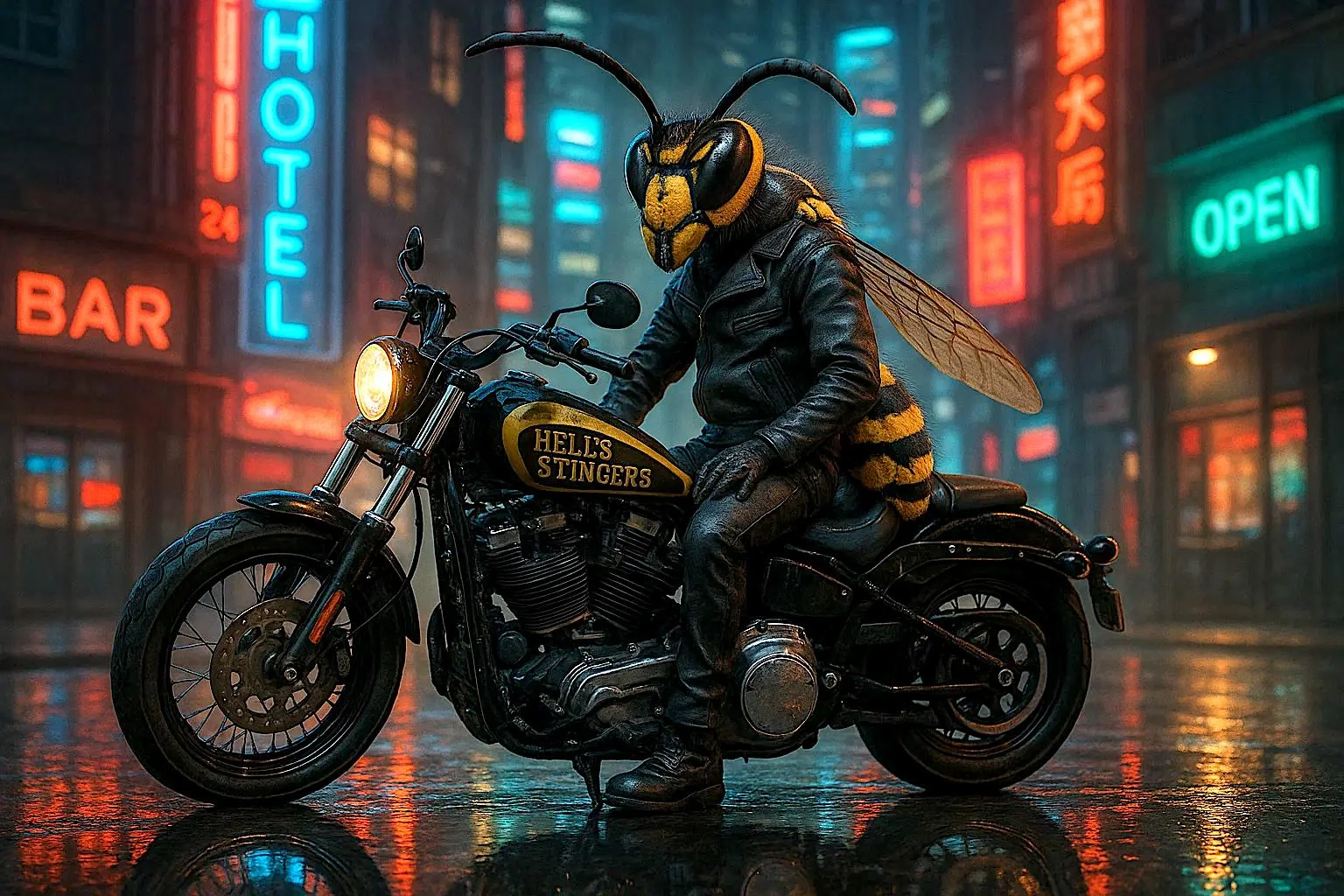 Queen Vespa leader of Hell's Stingers - the yellow jacket hive who show up on my deck for their daily drink of sugar water. picture 1 of 1