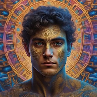 Azure Eyes In Sunlit Script'