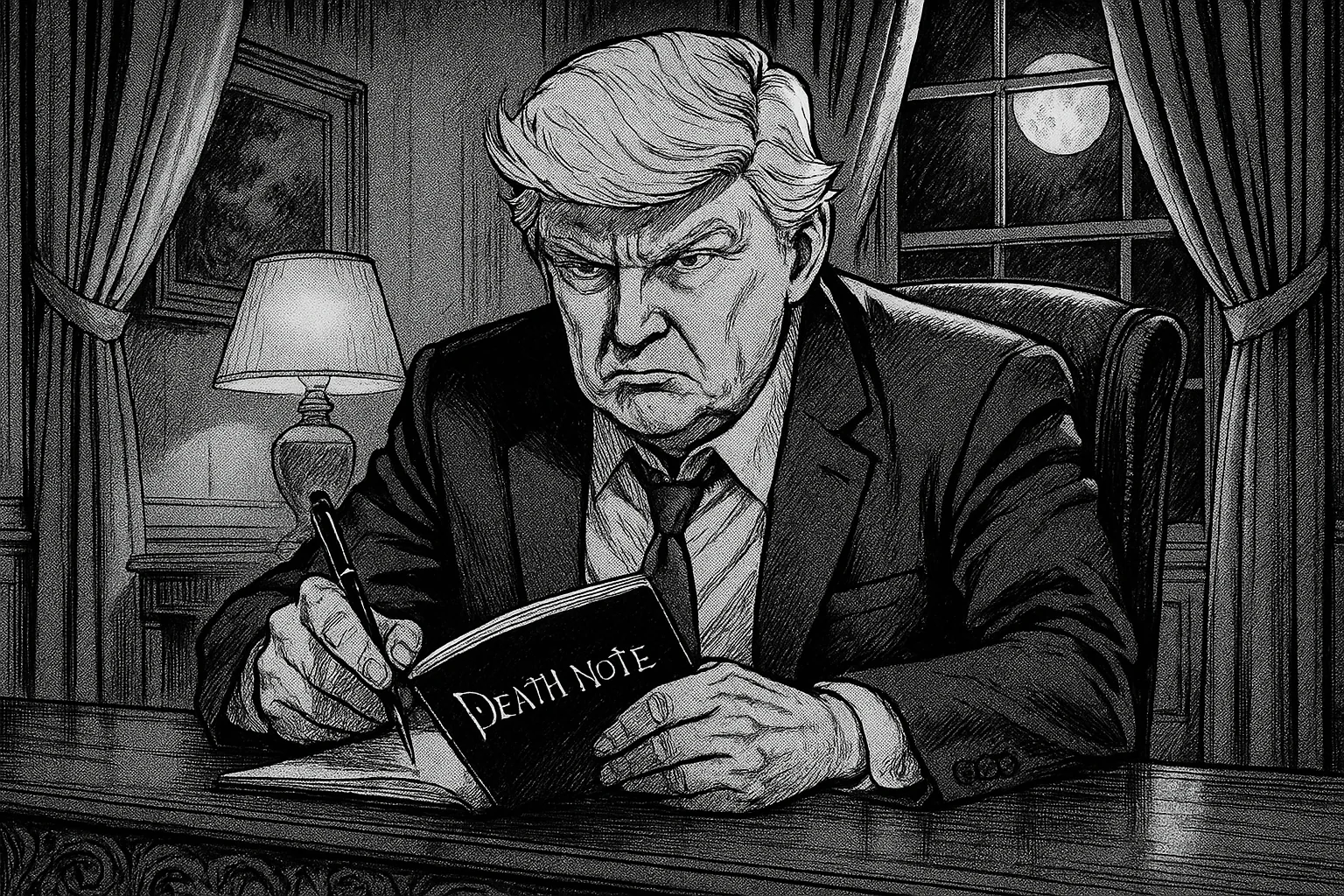 What is he writing? picture 1 of 1