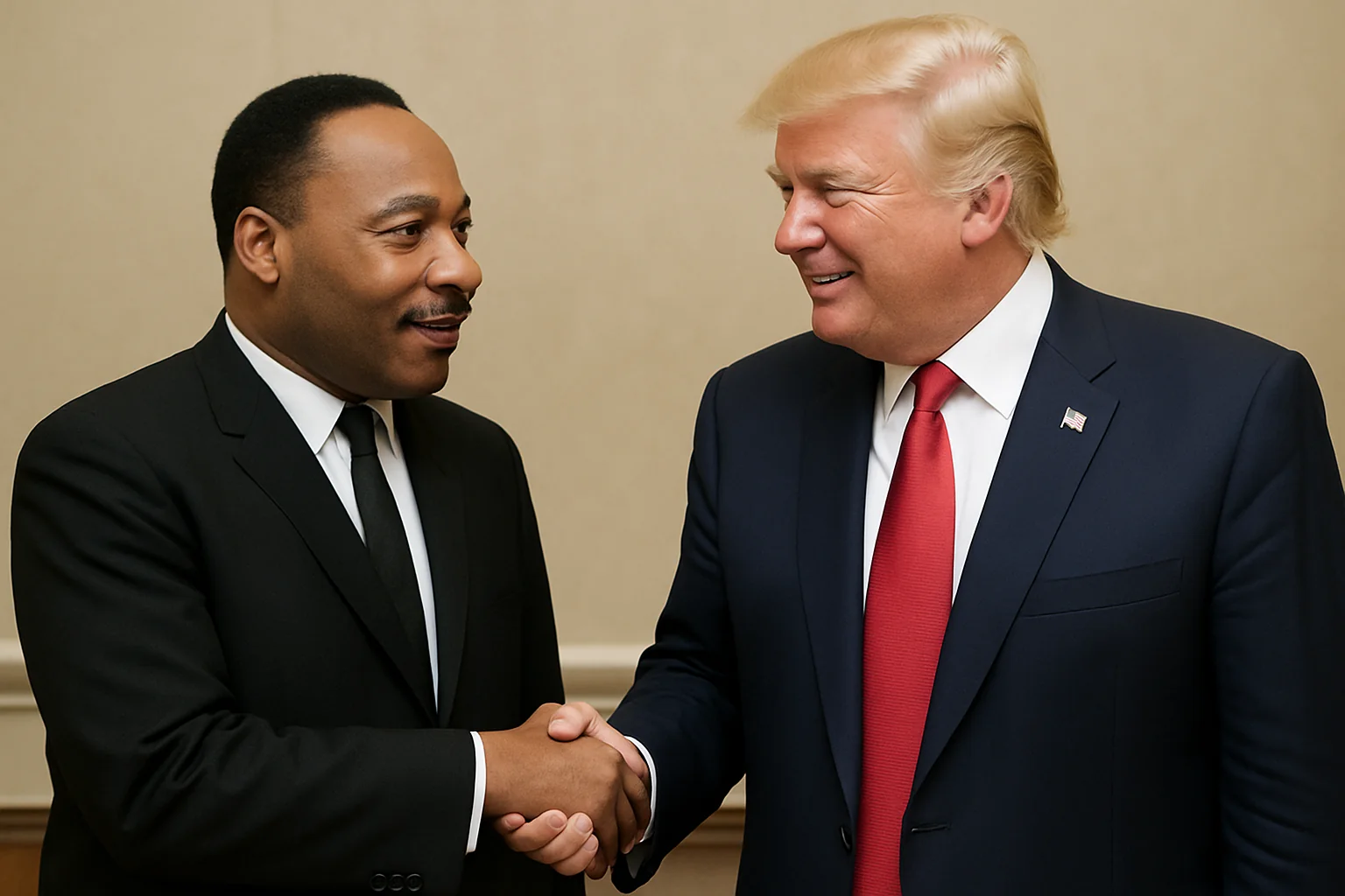 Describe a conversation between these two picture 1 of 1