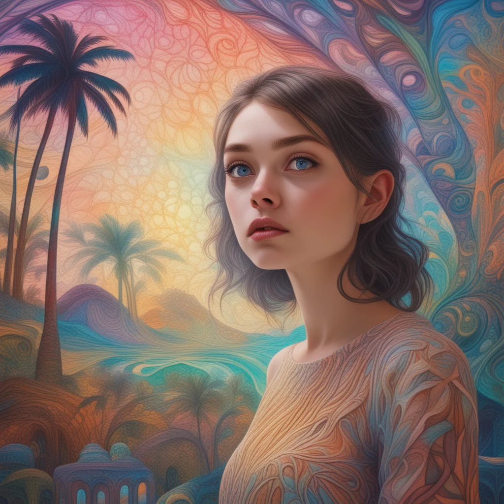 Blue Gaze Amidst Peach Petals picture 1 of 1