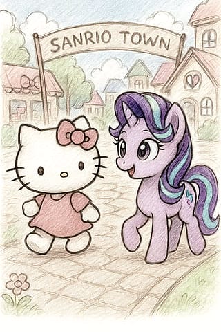 Hello Kitty and Starlight Glimmer'
