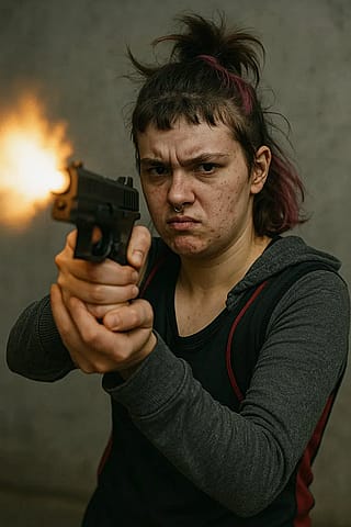 A Punker Shooting the Gun'