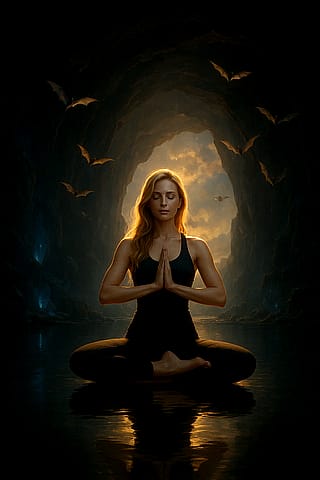 yoga in a cave.'
