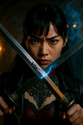 Japanese Katana-Lady fights against Ghost-Warriors'