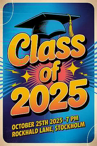Uni graduation party poster made by pictra.ai'