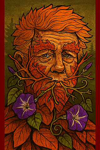 Tupelo Leaves & Morning Glory Vines - as The Pagan Green Man'