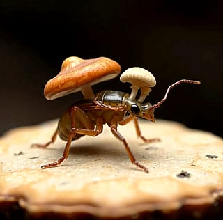 Fungus/mushrooms taking over an insect'