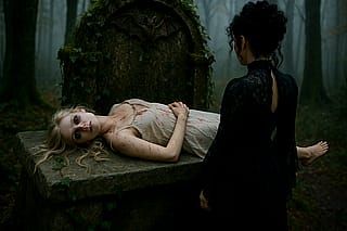 A Vampire and a girl, Sacrificed himself to the vampire'