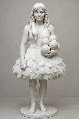 Björk 2001 Academy Awards ceremony: Macedonian designer Marjan Pejoski Swan Dress in Italian Marble'
