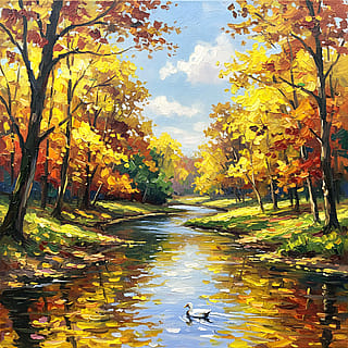 Golden Waters, Autumn Hues'