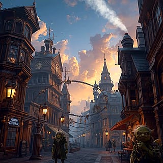 fantasy/steampunk city'