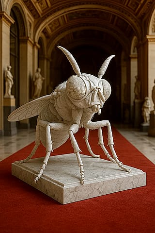 Gauromydas heros, aka the giant mydas fly the largest known fly species on Earth. Here’s what makes it fascinating (and relevant to your “poop-eating” question): 🪰 Size: Fem@ 6 to 7 centimeters 2.4–2.8 inches in length,wingspans @ 10 cm Giant for a fly.'