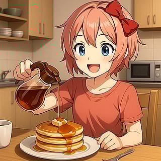Pancakes & syrup.'