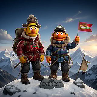 Bert and Ernie summitting Everest No-O2'