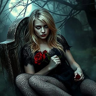 Alone in Cemetery on Halloween'