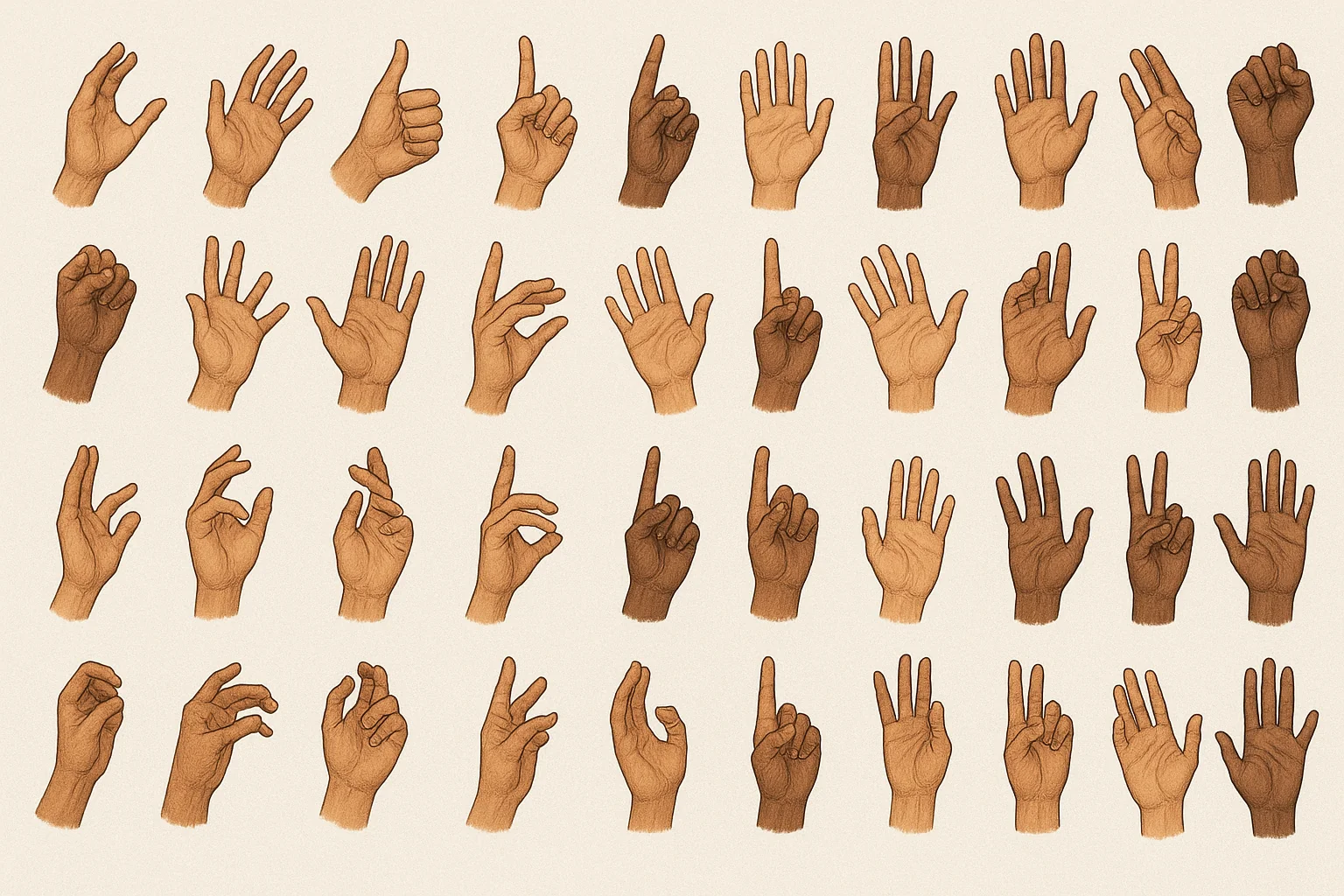 Just asked chatgpt to generate an image of 50 different hands. picture 1 of 1