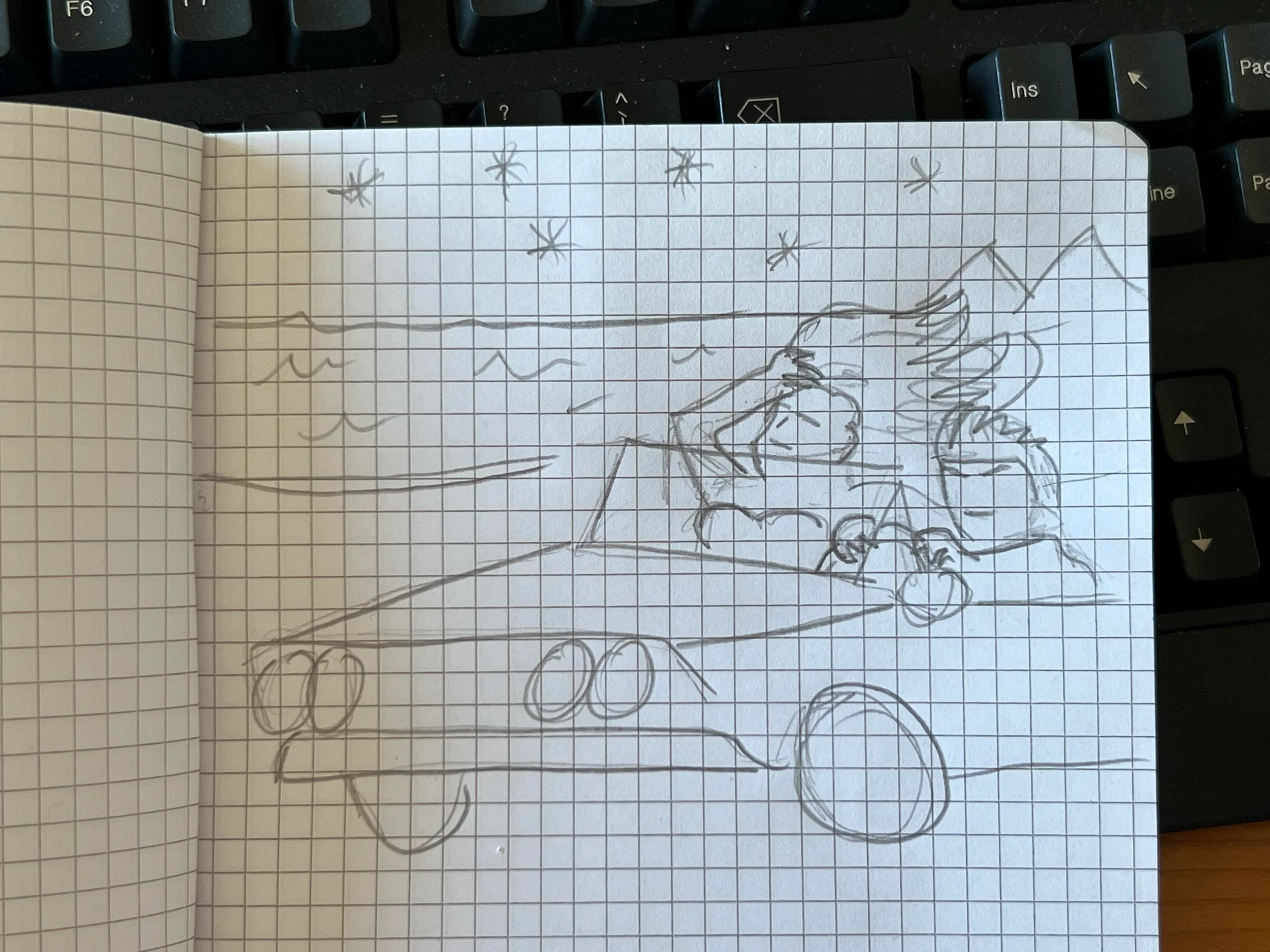 I made a sketch that represents the vibes that Summertime Sadness sends me, then I asked the AI to transform it into a photo. picture 1 of 2