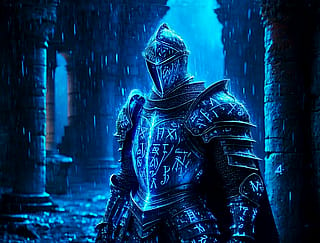 A knight in the rain'