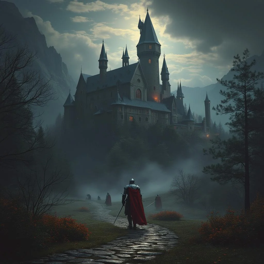 Dark Fantasy Castle with Knight picture 1 of 1