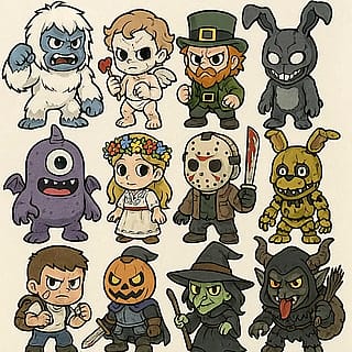 The months as iconic horror monsters'