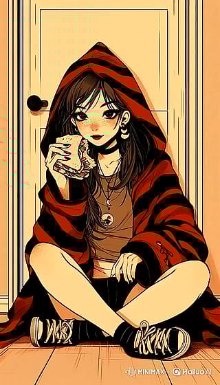 Goth women eating and talking test animation'