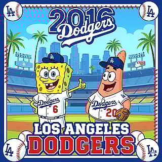 Los Angeles Dodgers 2016 fan made poster using iconic cartoons 💙⚾💯'