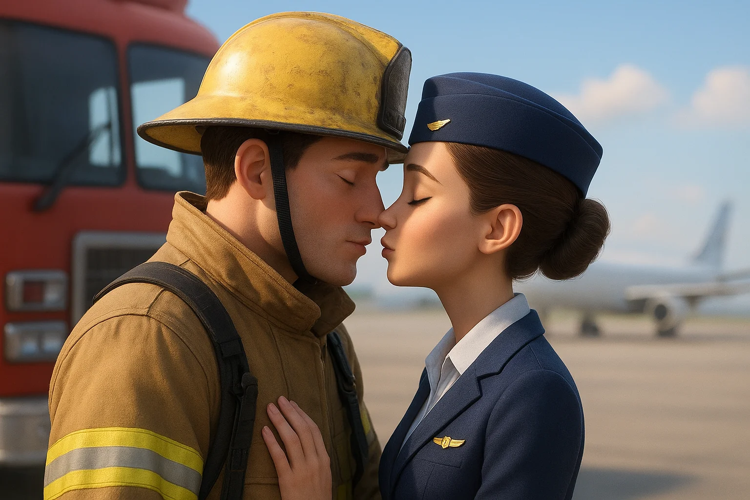 Romance between firefighter and flight attendant picture 1 of 1