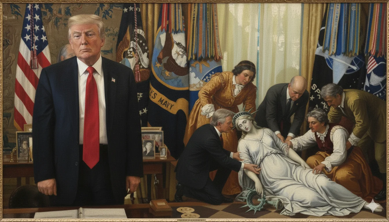 Lady Liberty collapsed as Trump turns his back picture 1 of 1